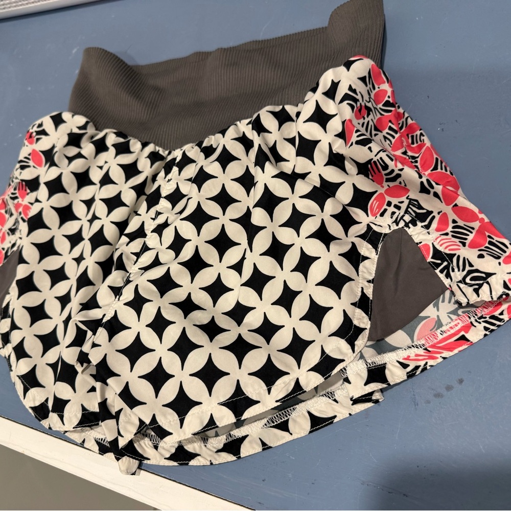 FP Movement Black and White Geometric Athletic Shorts